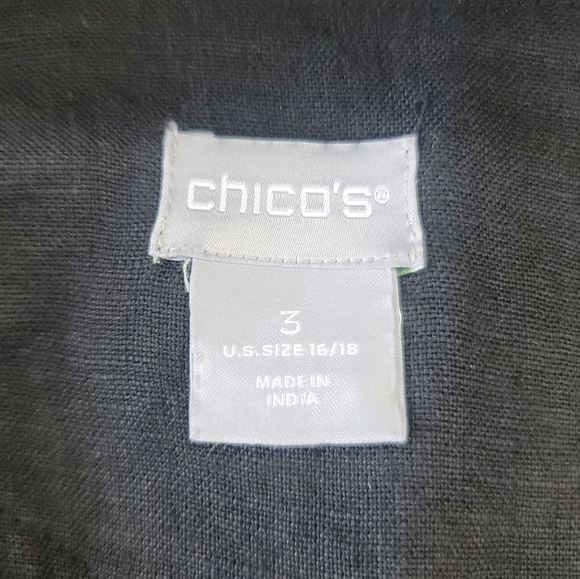 EUC Chico’s Black Linen eyelet hem Jacket Size XL - Picture 7 of 11